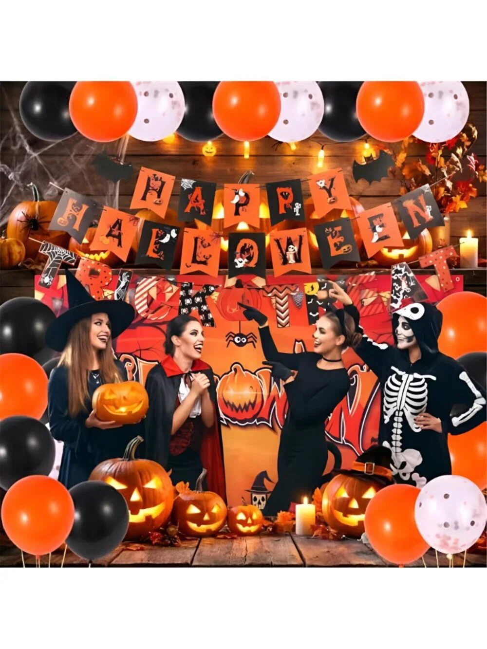 Halloween Party Decorations, Backdrop, Banner, Garland & Balloons